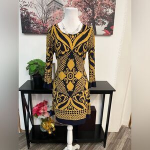 SHANA K Women’s Shift Paisley Dress Size S Round Neck 3/4 Sleeve Pullover